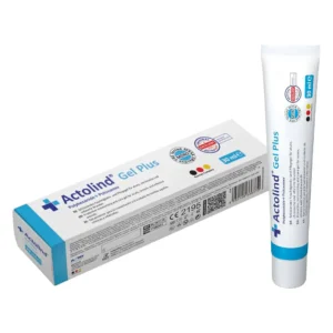 Actolind Gel Plus 30ml αναπλαστική υδρογέλη τραυμάτων της ActoPharma σε σωληνάριο δίπλα στη χάρτινη συσκευασία του.